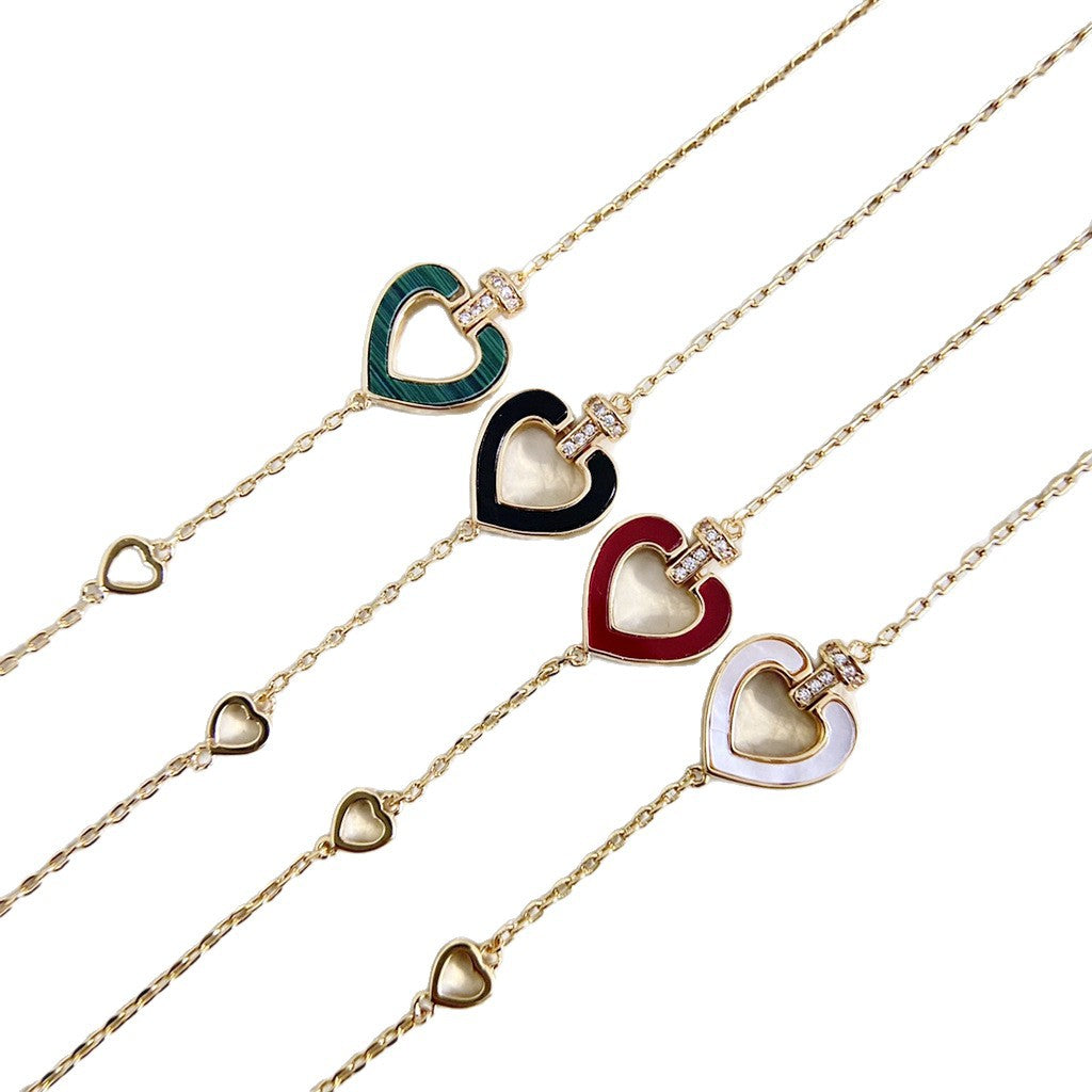 Sier Electric Gold-plated Knot Starry Sky Heart Trendy Elegant Graceful Bracelet
