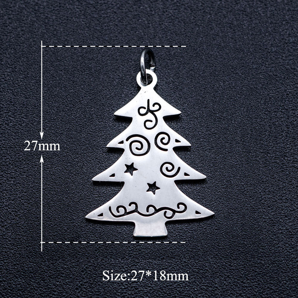 Tree Christmas Titanium Steel Lucky Ornament Necklaces