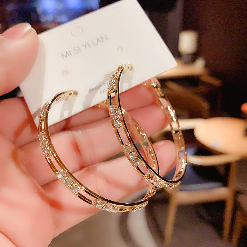 Women's Personalized Rhinestone Large Hoop Fashion Temperamental Fashionmonger Earrings