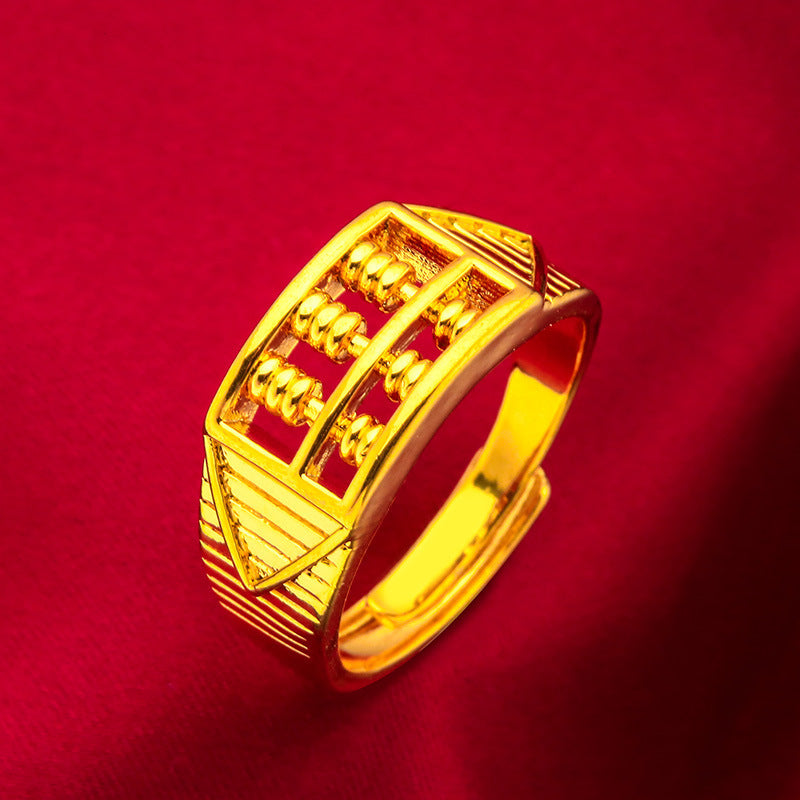 Women's Abacus Opening Vietnam Placer Gold Ring
