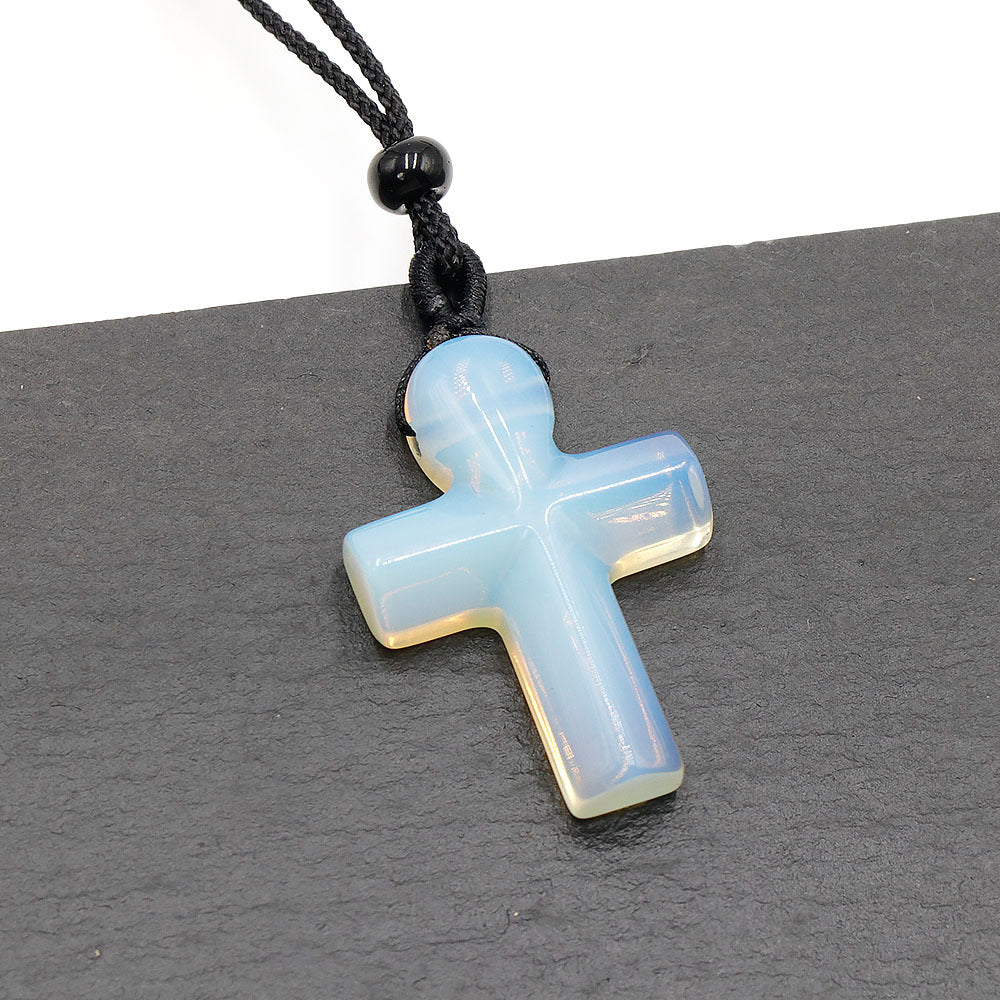 Natural Crystal Thanksgiving Gift Agate Woven Stone Cross Pendants