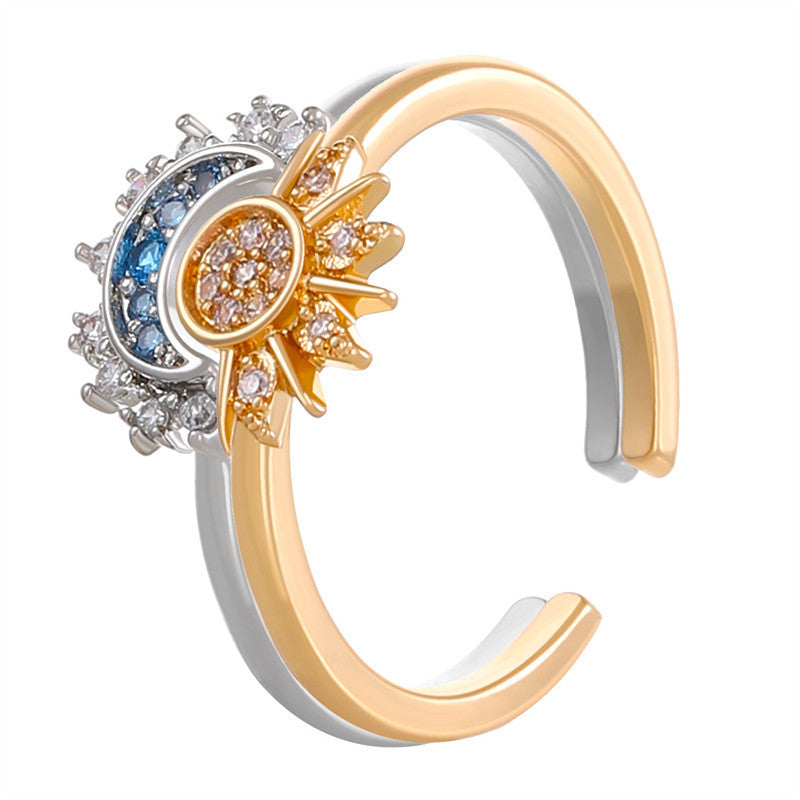 Sun Moon Stacked Female Lovers Opening Couple Hot Fashion Rings