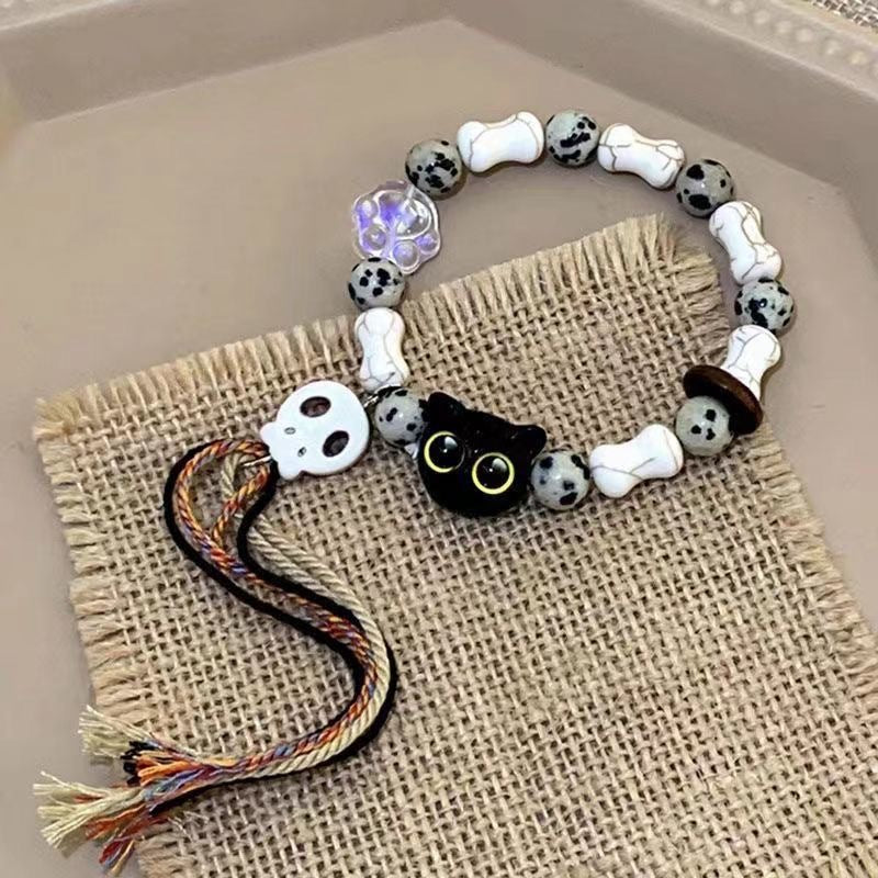 Skull Cat Ceramic Woven Niche Design Sweet Bracelets