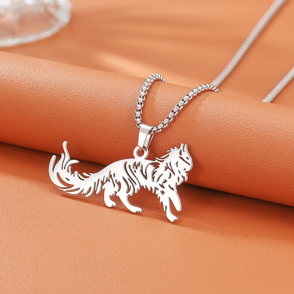 Steel Cross Love Couple Sweater Clavicle Necklace