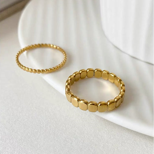 Women's Flat Round Titanium Steel Stacked Fashion Unique Design Index Rings