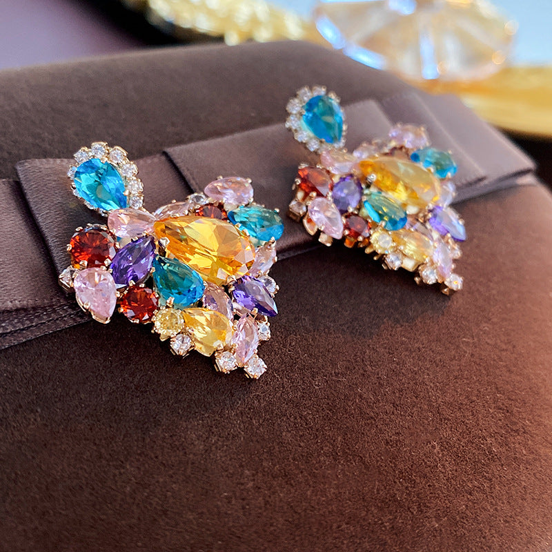 Needle Heart-shaped Zircon Sweet Cool Personality Creative Design Sense Earrings