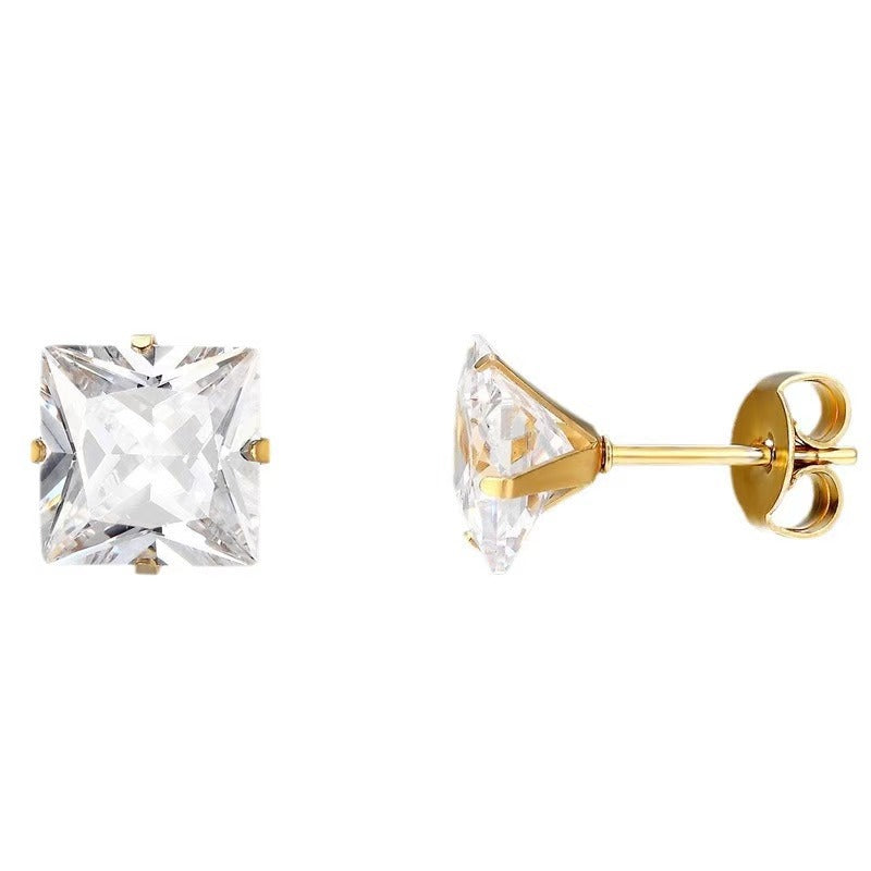 Zircon Butterfly Clasp Stylish White Black Earrings