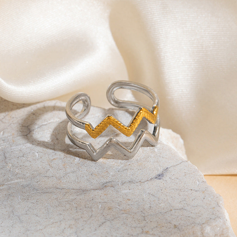 Room Gold Geometric Shell Stainless Steel Niche Color Matching Star Ring