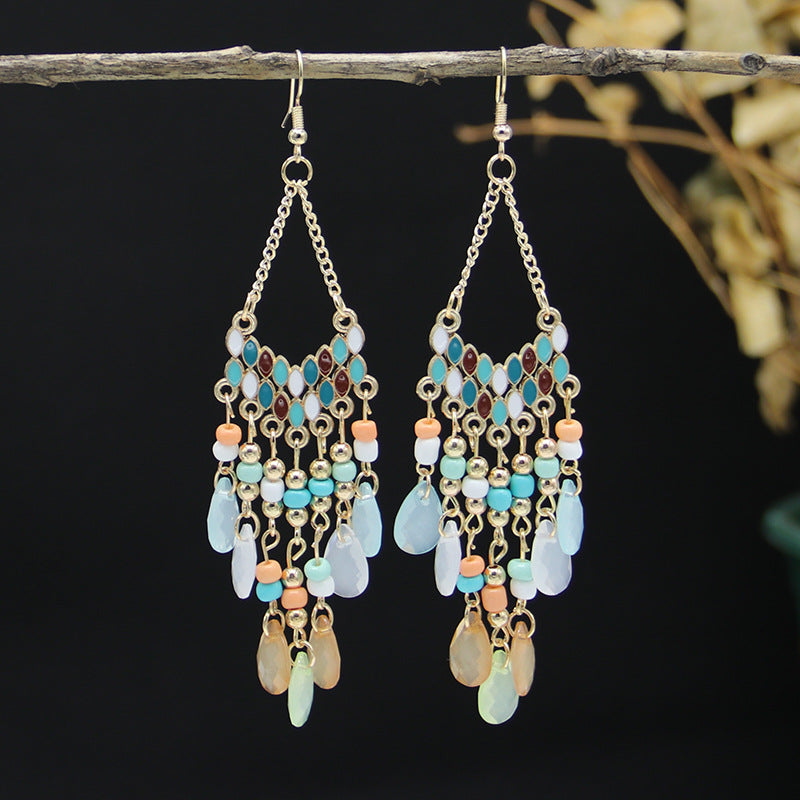 Women's Style Trendy Bohemian Retro Water Drop Temperamental Earrings