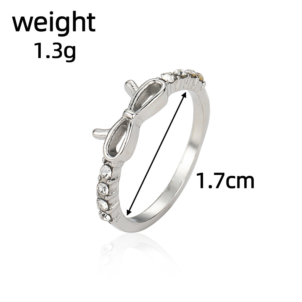 Fashion Simple Spot Drill Bow Single Ring