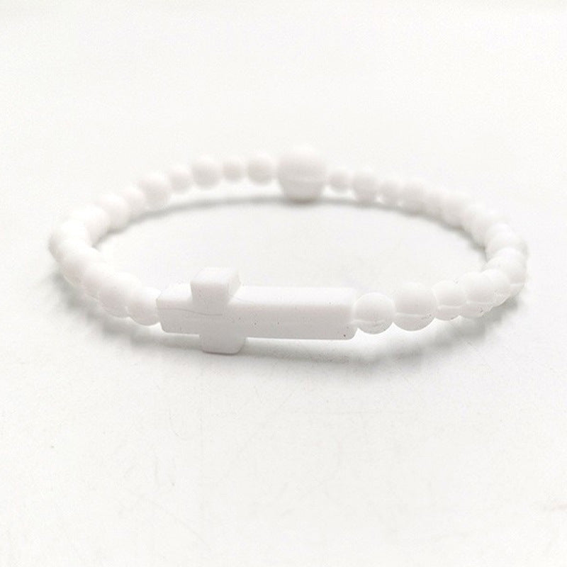 Fashion Macaron Color Series Cross Silicone Simple Bracelet