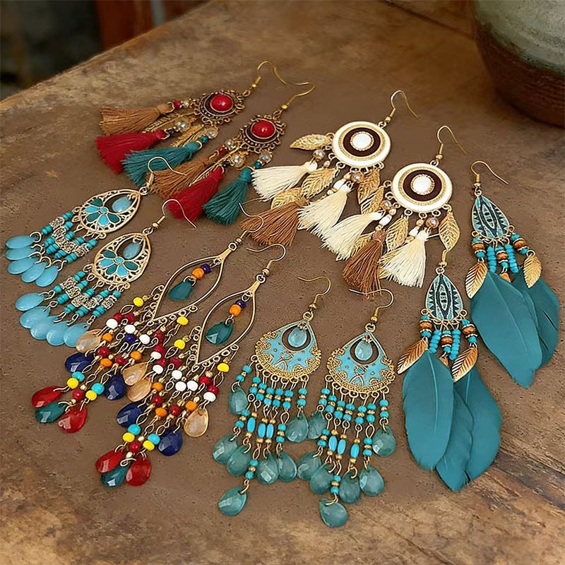 Fringe Spring Holiday Ethnic Colorful Yunnan Earrings