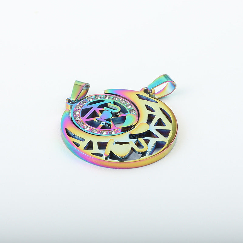 Women's & Men's Simple Colorful Star Moon Stitching Titanium Pendants