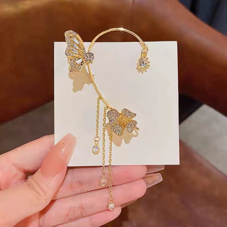 Women's Simple Fashion Shining Diamond Butterfly Flower Earrings