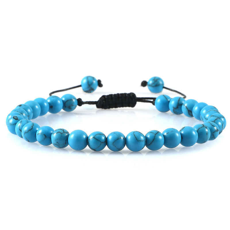 Fashion Haematite Beaded Turquoise Braided Rope Bracelet