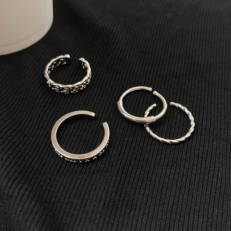 Cold Style Simple Suit Combination Female Opening Adjustable Index Finger Ring