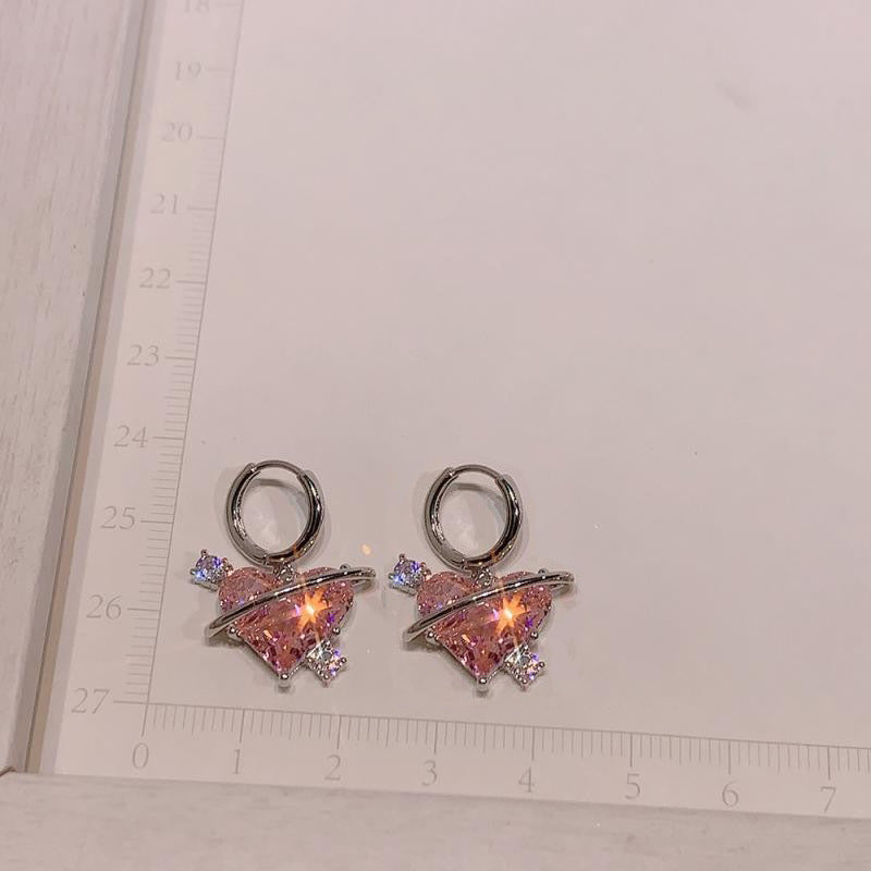 Pink Zircon Love Affordable Luxury Fashion Earrings