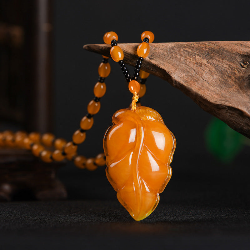 Light Luxury Minority Imitation Old Beeswax Mid-length Sweater Chain Necklaces