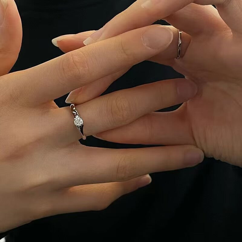 Irregular Open White Zirconium Gentle Adjustable Opening Diamond Female Rings