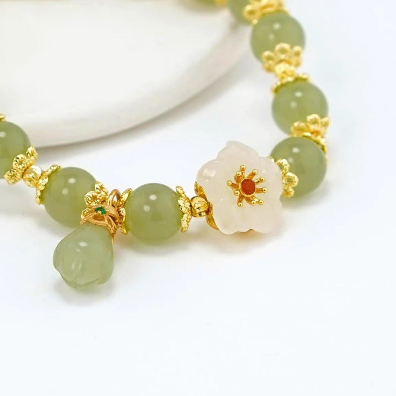 Step Flower Imitation Natural Jade Orchid Bracelets