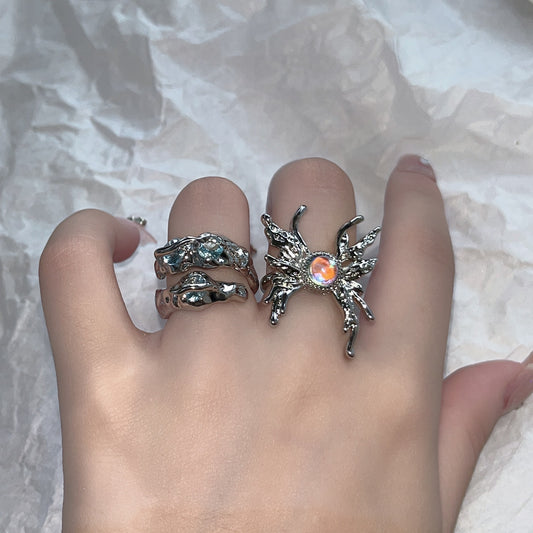 Liquid Butterfly Lava Opening Sweet Cool Hip Hop Opal Blue Ring