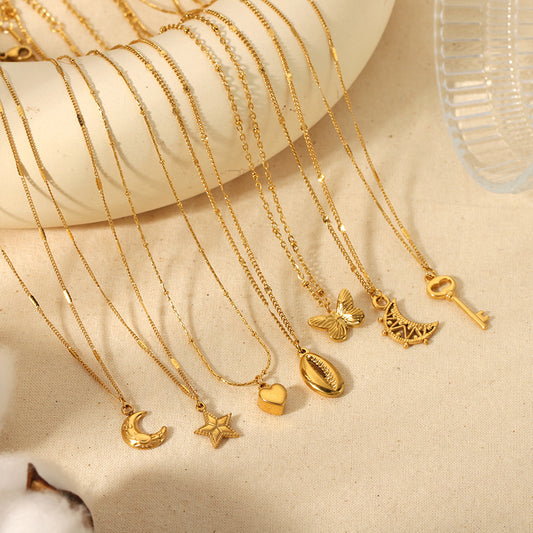 Key Gold Stainless Steel Fashion High Necklaces