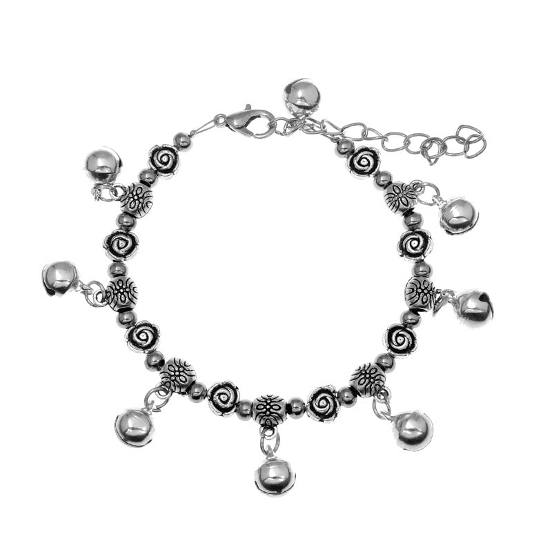Women's Style Retro Tibetan Sier Ringing Bell Dance Bracelet