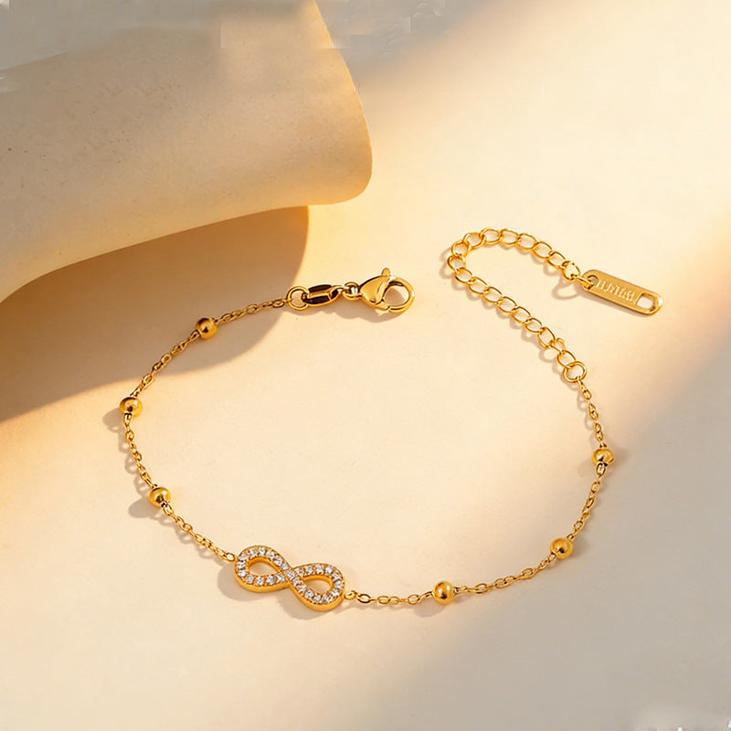 Women's Stainless Steel Infinite Zircon Light Luxury Bracelet
