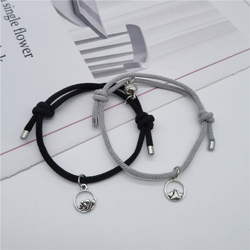 Women's & Men's Couple Magnet Attract True Pair And Woven Bracelets