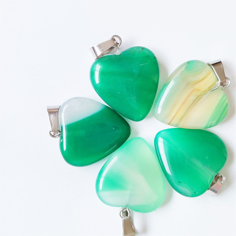 Stone Love Crystal Agate Heart Peach Pendants