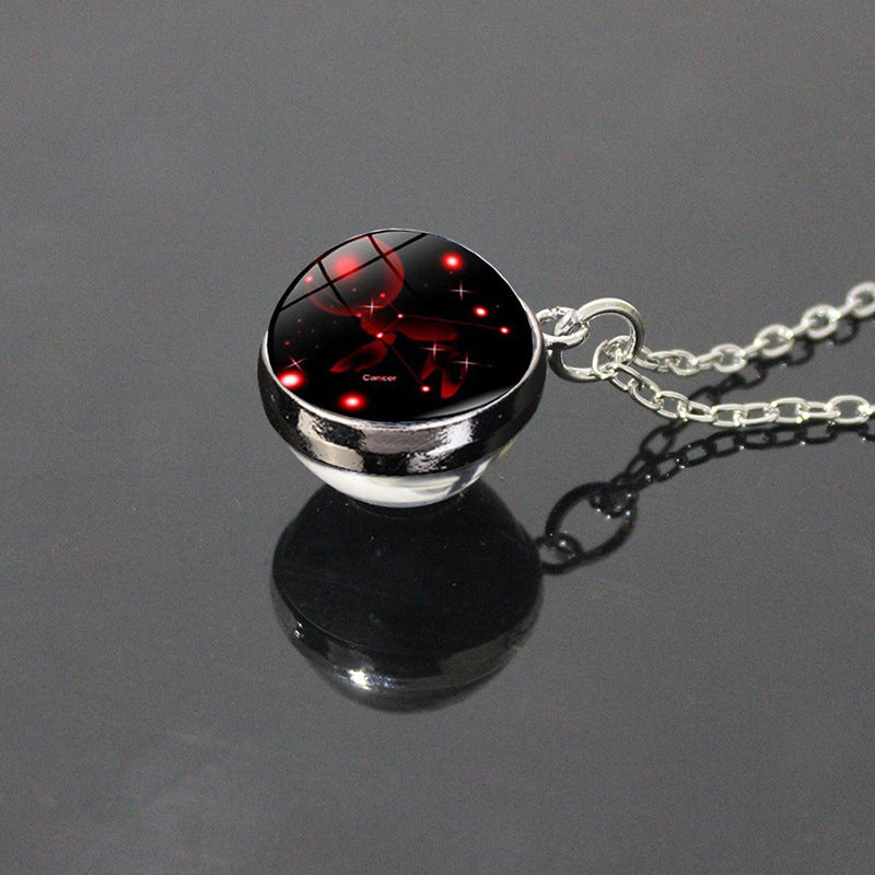 Sky Twee Constellation Glass Ball Time Stone Patch Necklace