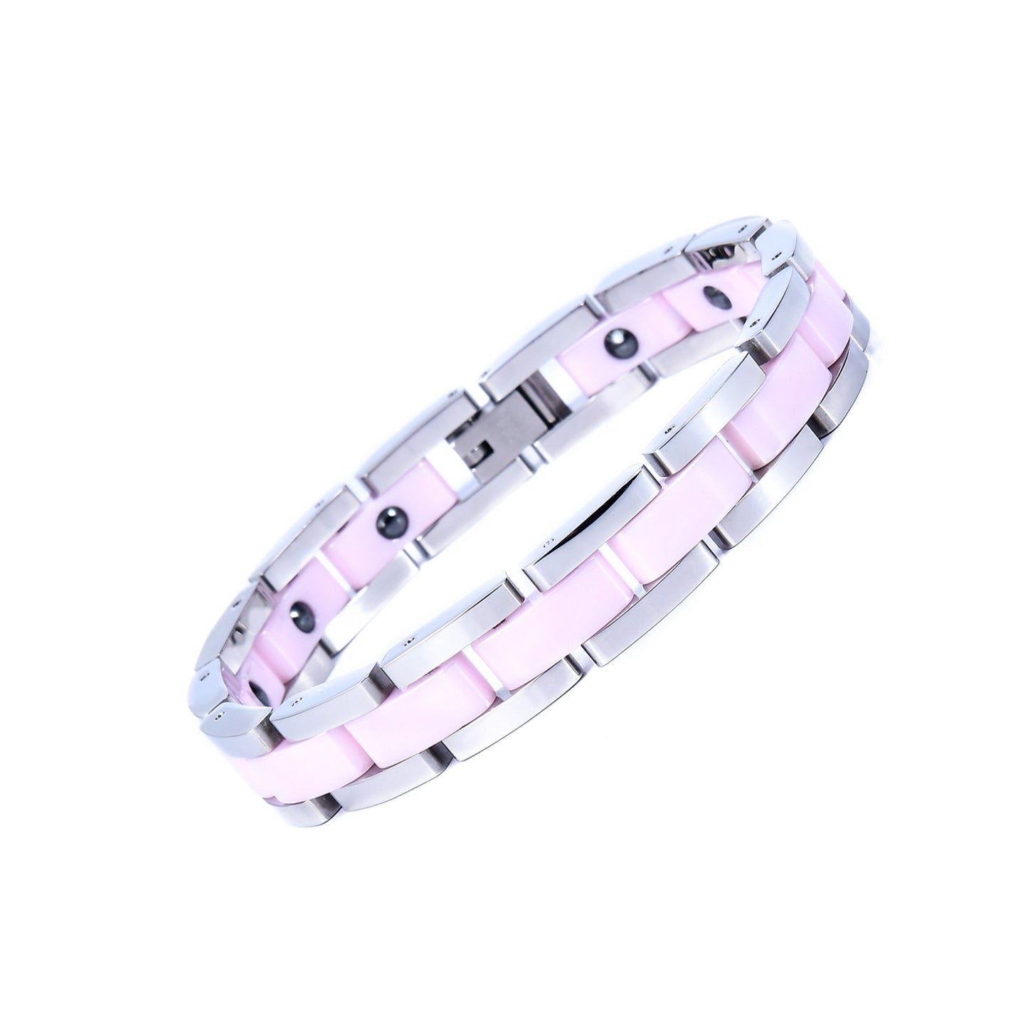 Listed Stainless Steel Ceramic Titanium Germanium Magnetic Stone Hot Couple Bracelet