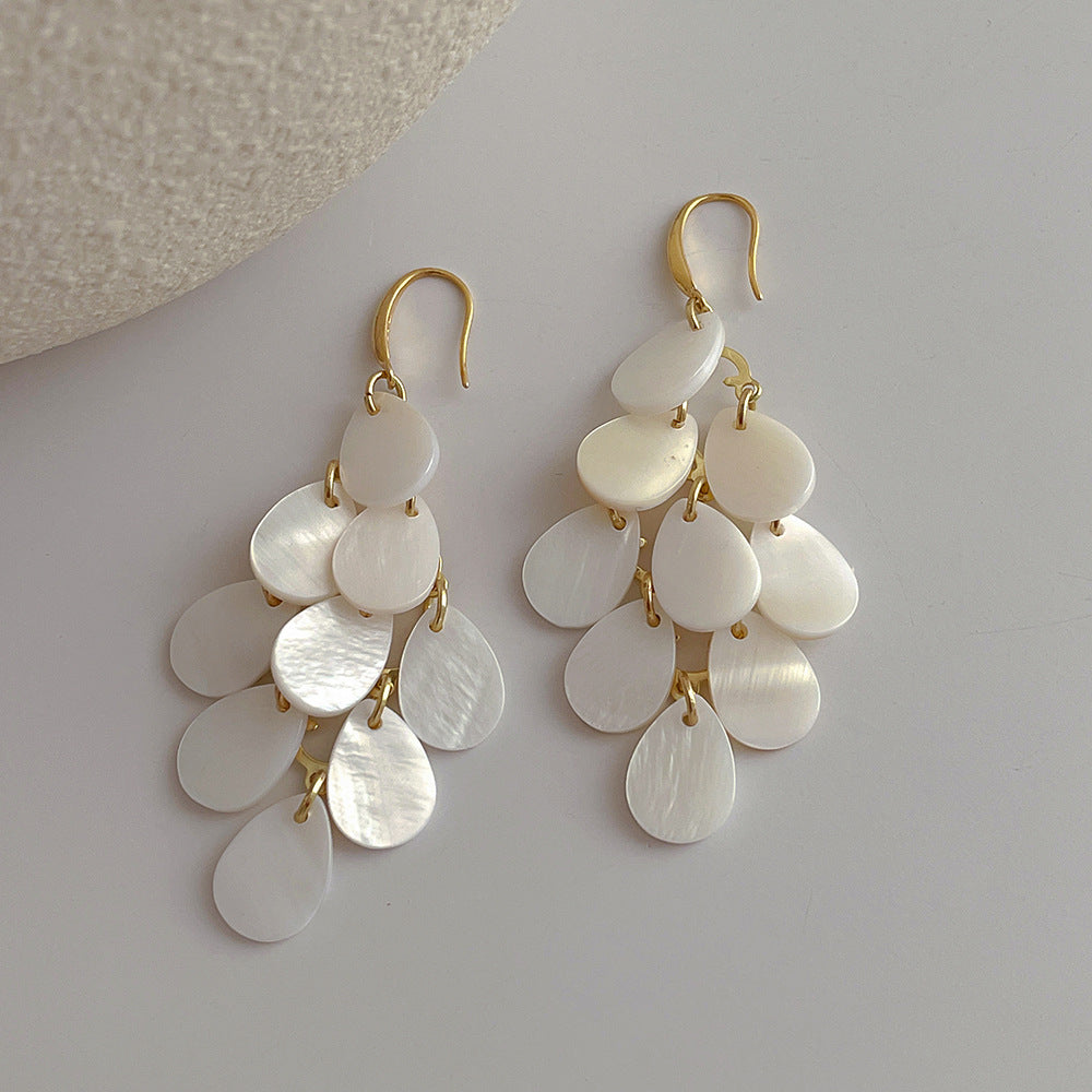 Water Drop Shell Patch Female Trendy Long Earrings