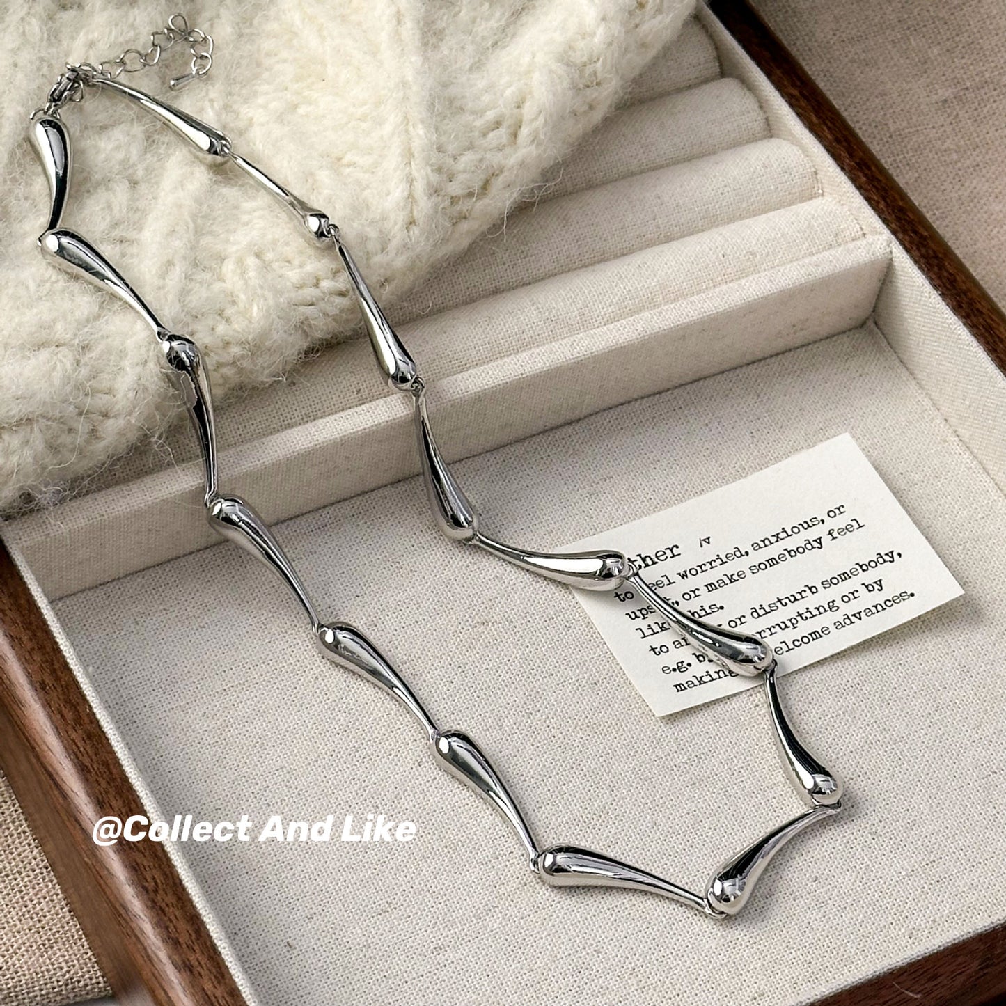 Bright Sier Water Ripple Minimalist Design Clavicle Chain Special Interest Necklace