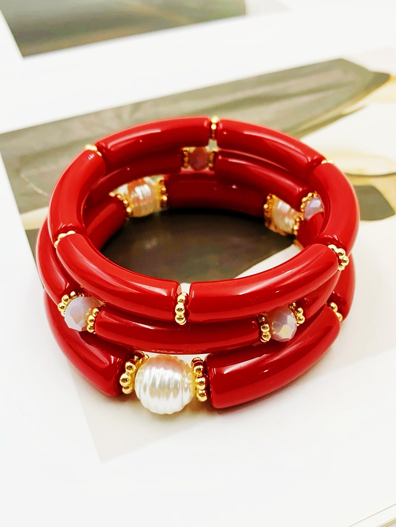 Fashion Simple Acrylic Beaded Ladies Elbow Bracelets