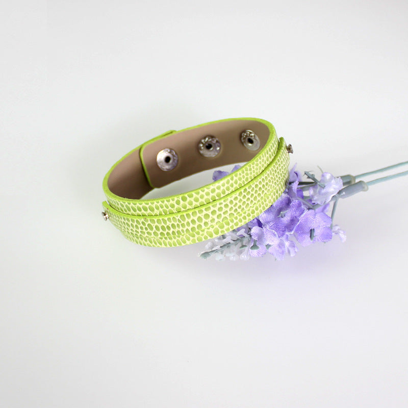 Wrist Strap Imitation Leather Personalized Letter Drop Oil Snap Bracelet