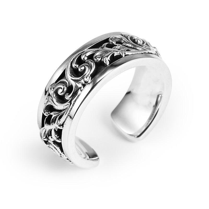 Thai Sier Couple Handmade Gift Vintage Tang Grass Ring